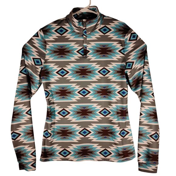 Tops - Ranch Dressn shirt womens M Medium western aztec all over 1/4 zip mock neck